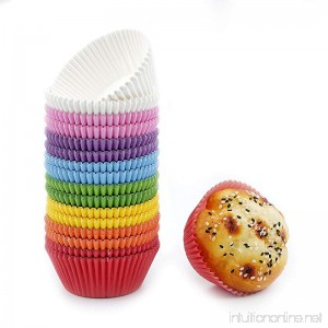 BAKUWE Colorful Rainbow Baking Cups Paper Standard Cupcake Liners for Muffins Cupcakes Candies Each Color 50 Pack of 400 - B07DKY3HZD